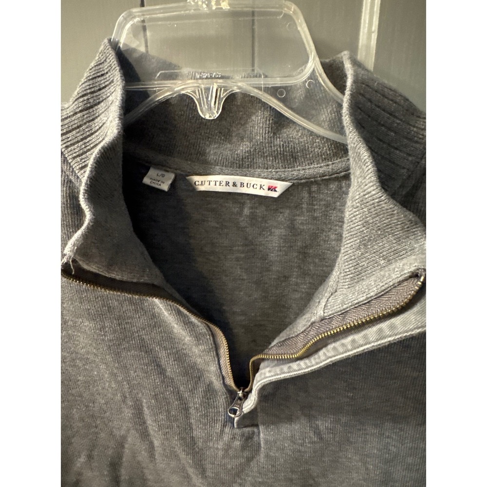 Cutter & Buck Mens Gray Pullover 1/4 Zip Long Sleeve Sweatshirt Top Large - Picture 3 of 6
